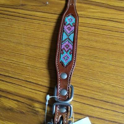 Collier cuir et perles Taille S