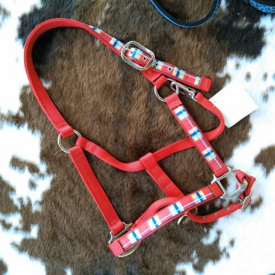 Licol Madras Rouge Taille Cheval