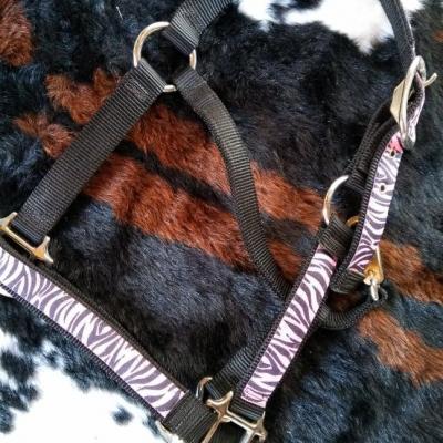 Licol Zébré rose et noir Taille Poney